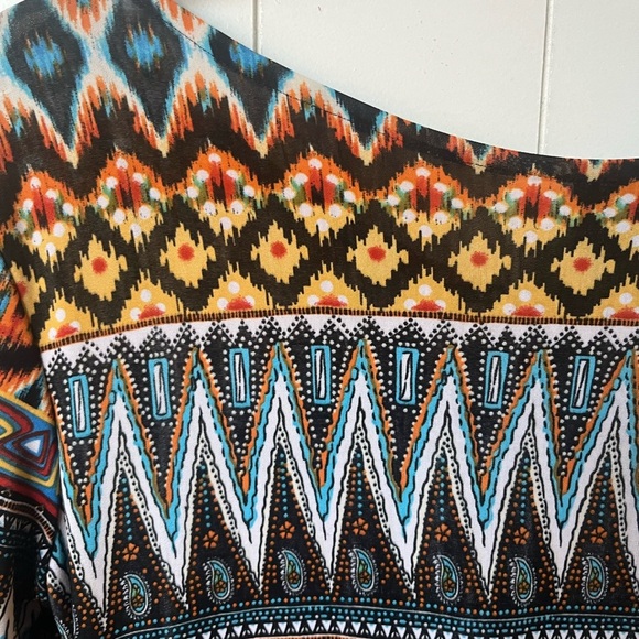 Matrushka Ziggy 3/4 Sleeve Vibrant Multicolor Geometric Midi Dress Sz M - Picture 3 of 12